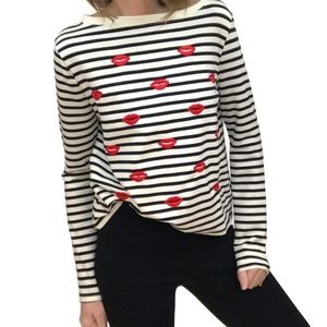 Betsey Johnson Kiss Striped Pullover Knit Top M